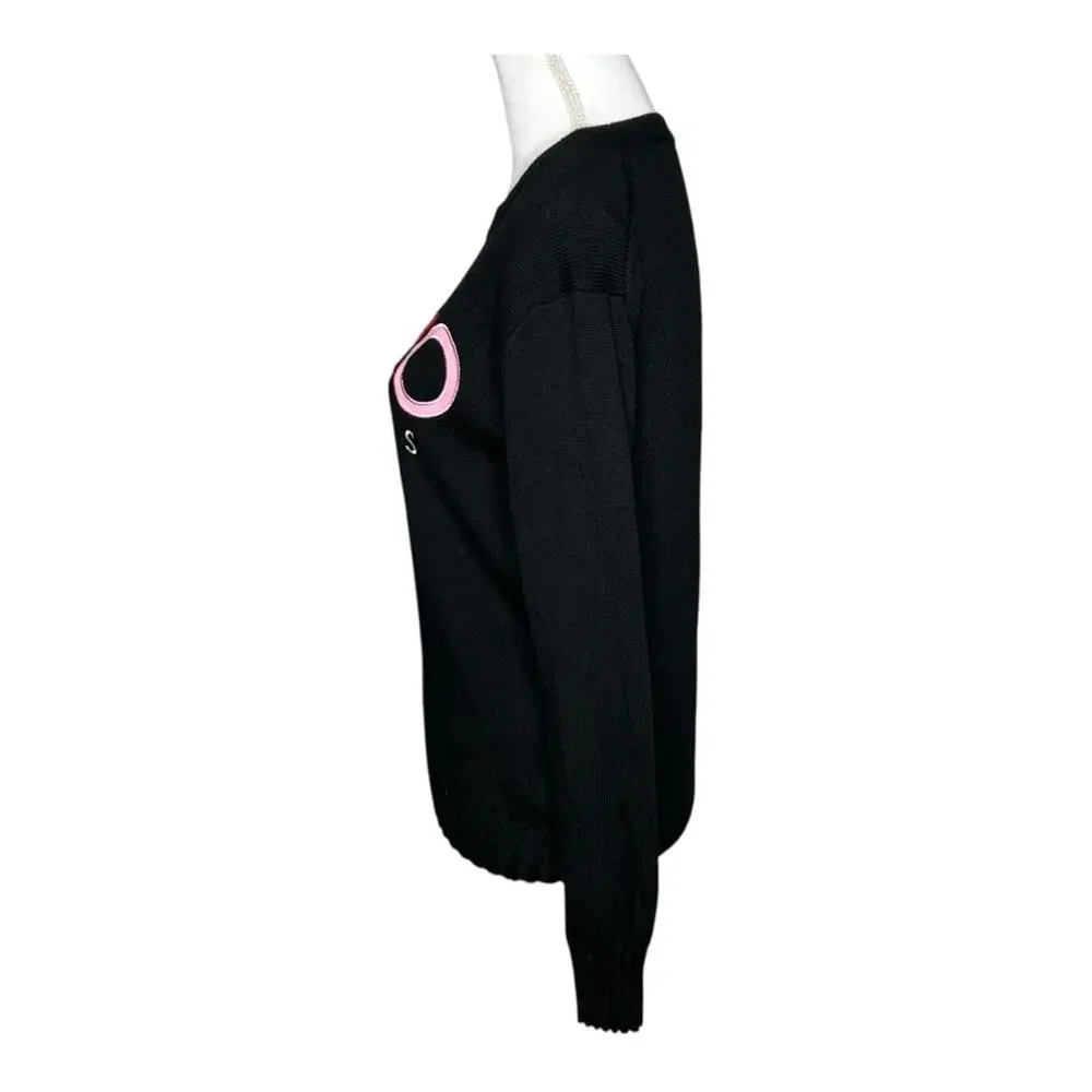 KENZO Paris Wool Jumper Sweater Black Pink Red Small